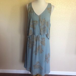 New Bobeau Collection Floral Overlay Midi Dress Size S Blue